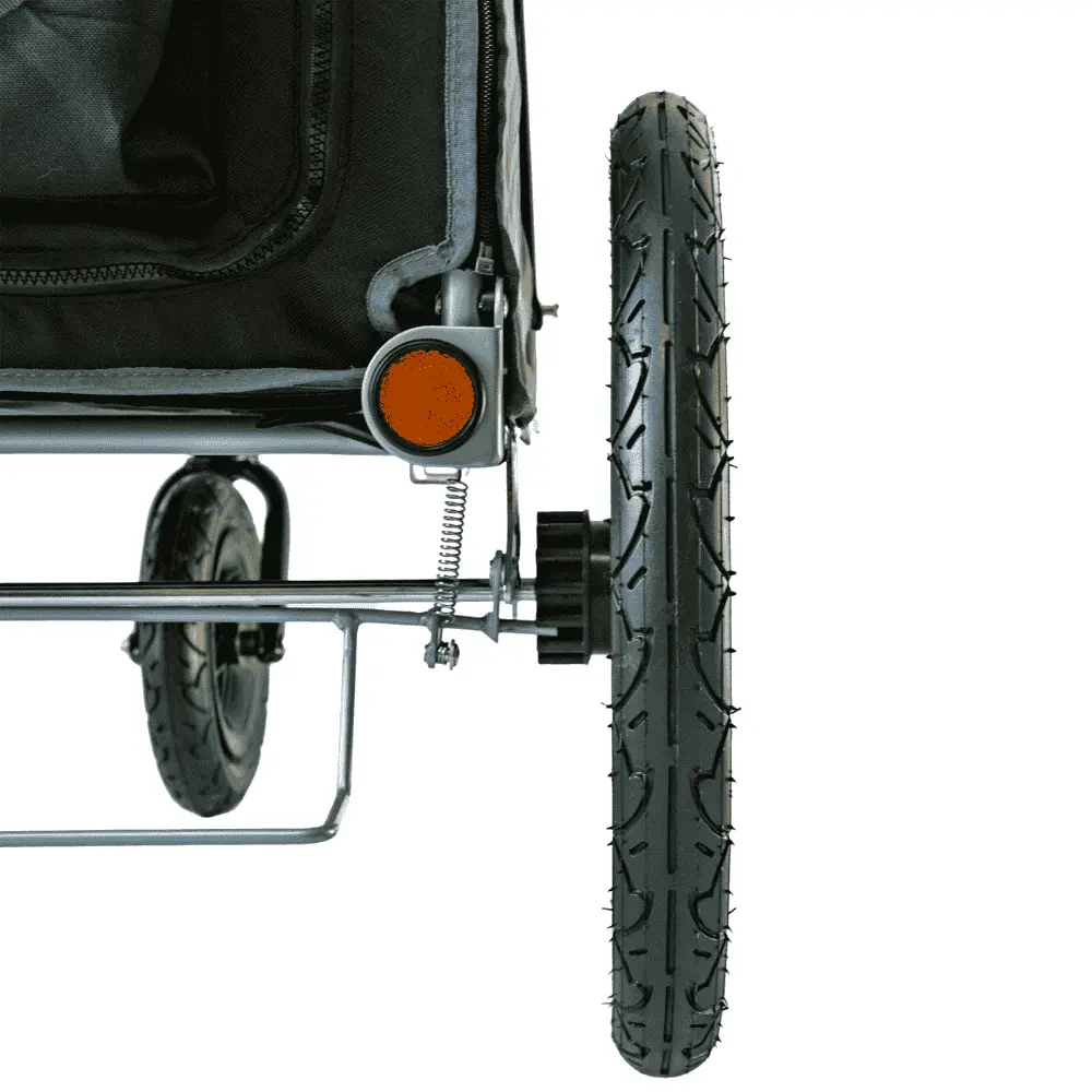Hundebuggy Sporty Trailer EVR Hinterreifen Vorderansicht