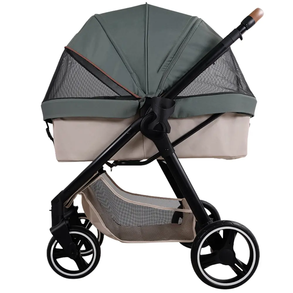 Ibiyaya® Retro Luxe Soft Sage Hundebuggy salbeigrün Seitenansicht