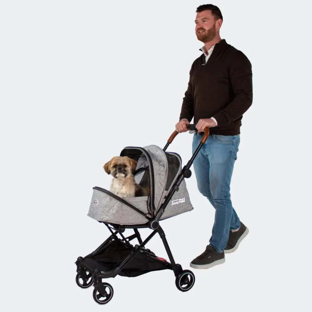 InnoPet® City Hundebuggy grau mit Hundehalter