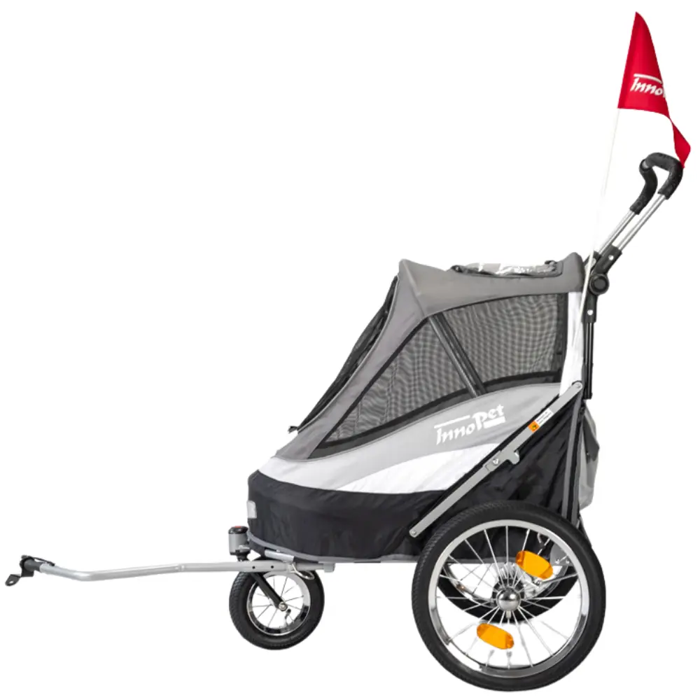 InnoPet Sporty-Trailer Deluxe Fahrradanhänger Hund schwarz silbergrau