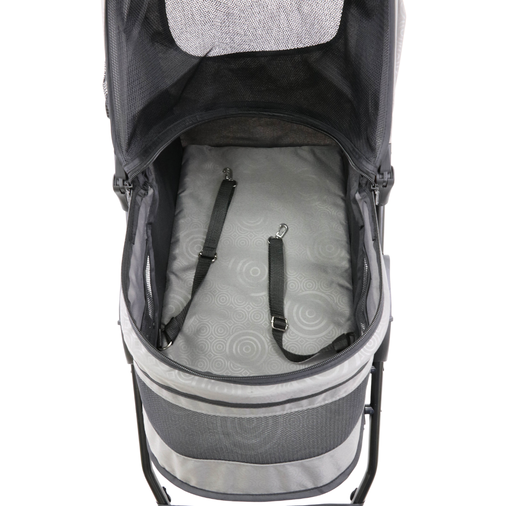 InnoPet® Avenue Hundebuggy hellgrau rot Innenansicht