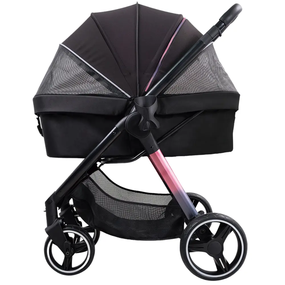 Ibiyaya® Retro Luxe Black Prism Hundebuggy schwarz Seitenansicht