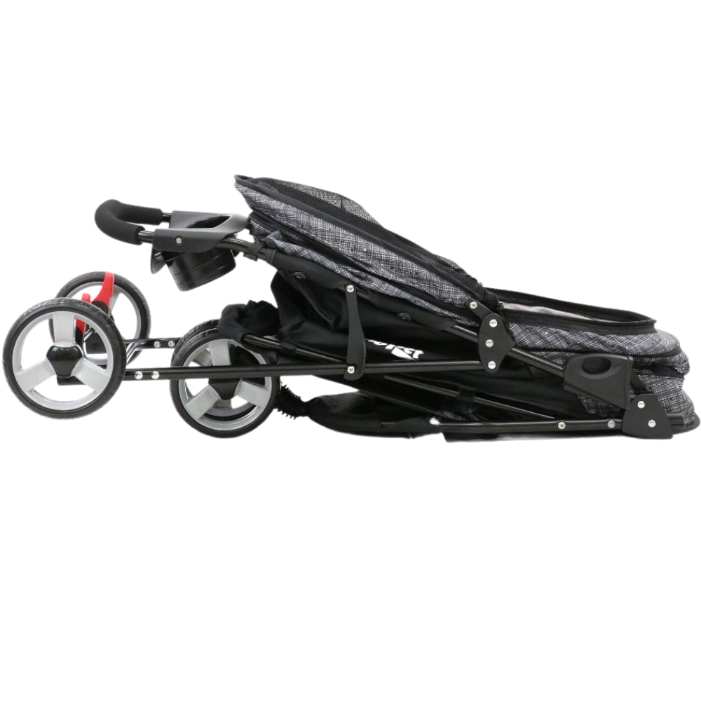 innopet-avenue-hundebuggy-grau-geklappt InnoPet® Avenue Hundebuggy grau gemustert geklappt