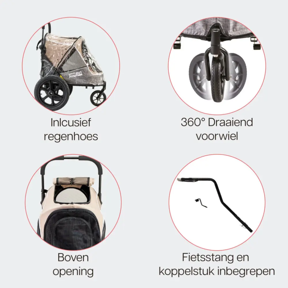 InnoPet® Sporty Trailer Evolution Hundebuggy beige - Merkmale
