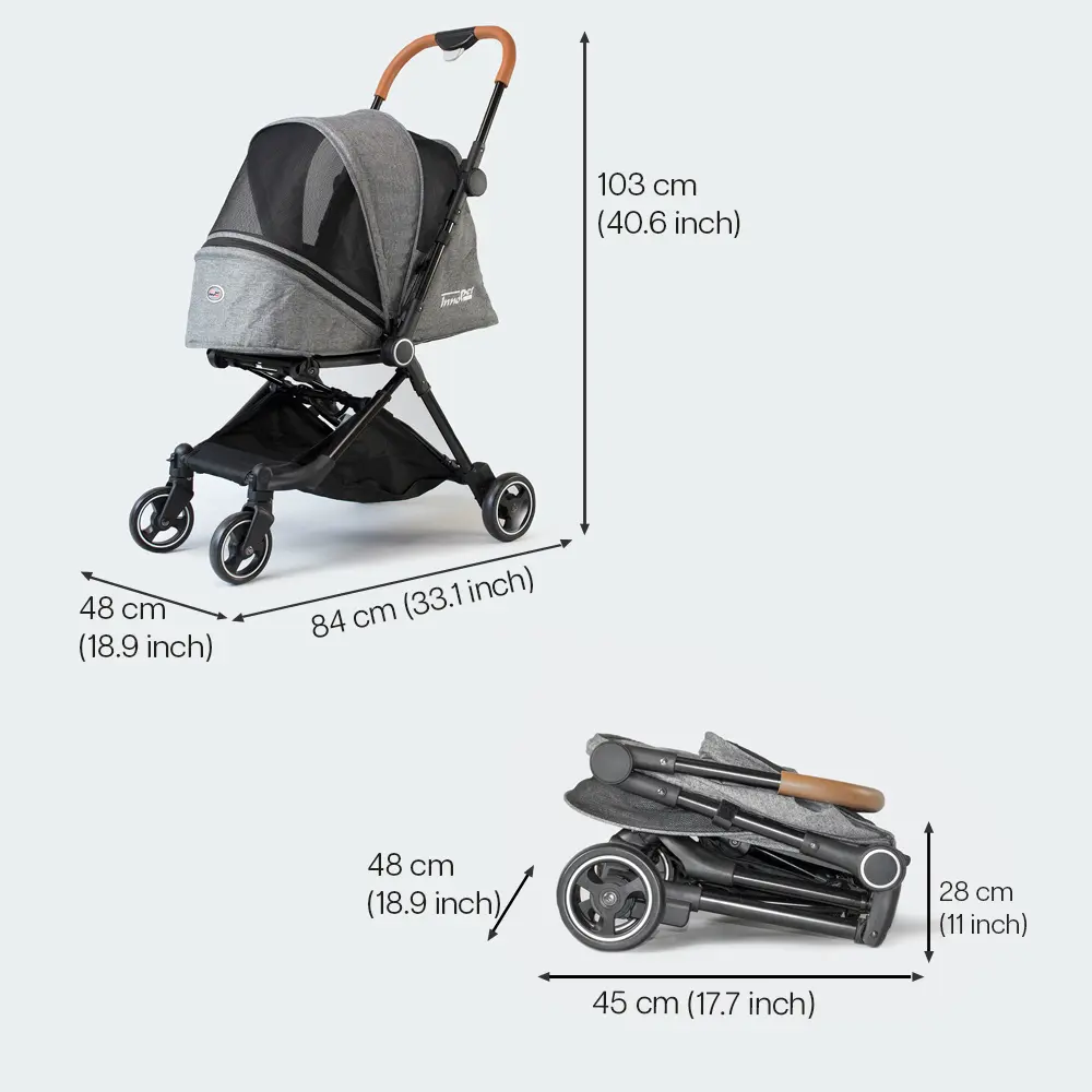 InnoPet® City Hundebuggy grau - Abmessungen