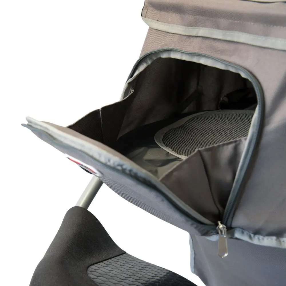 InnoPet® Comfort Air ECO Hundebuggy hellgrau dunkelgrau Fenster vorne geöffnet