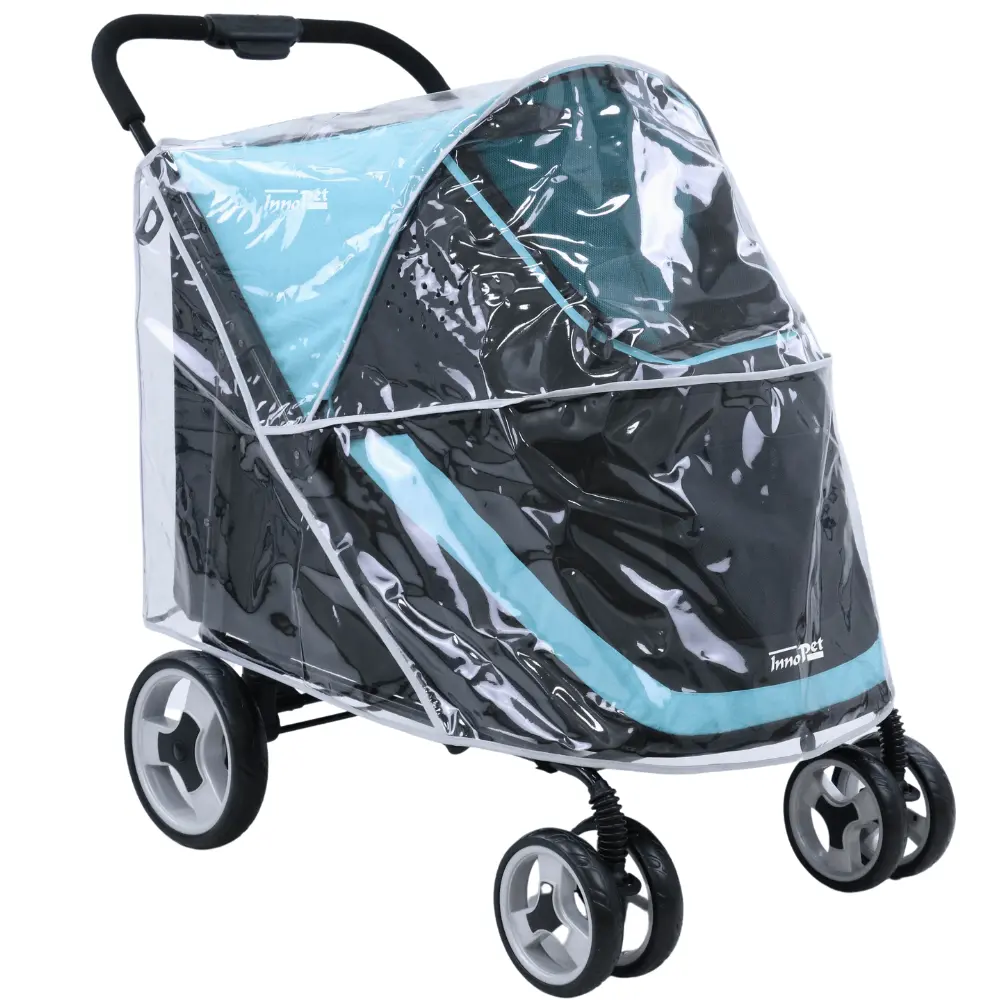 InnoPet® Mammut Hundebuggy blau/schwarz Regenhaube