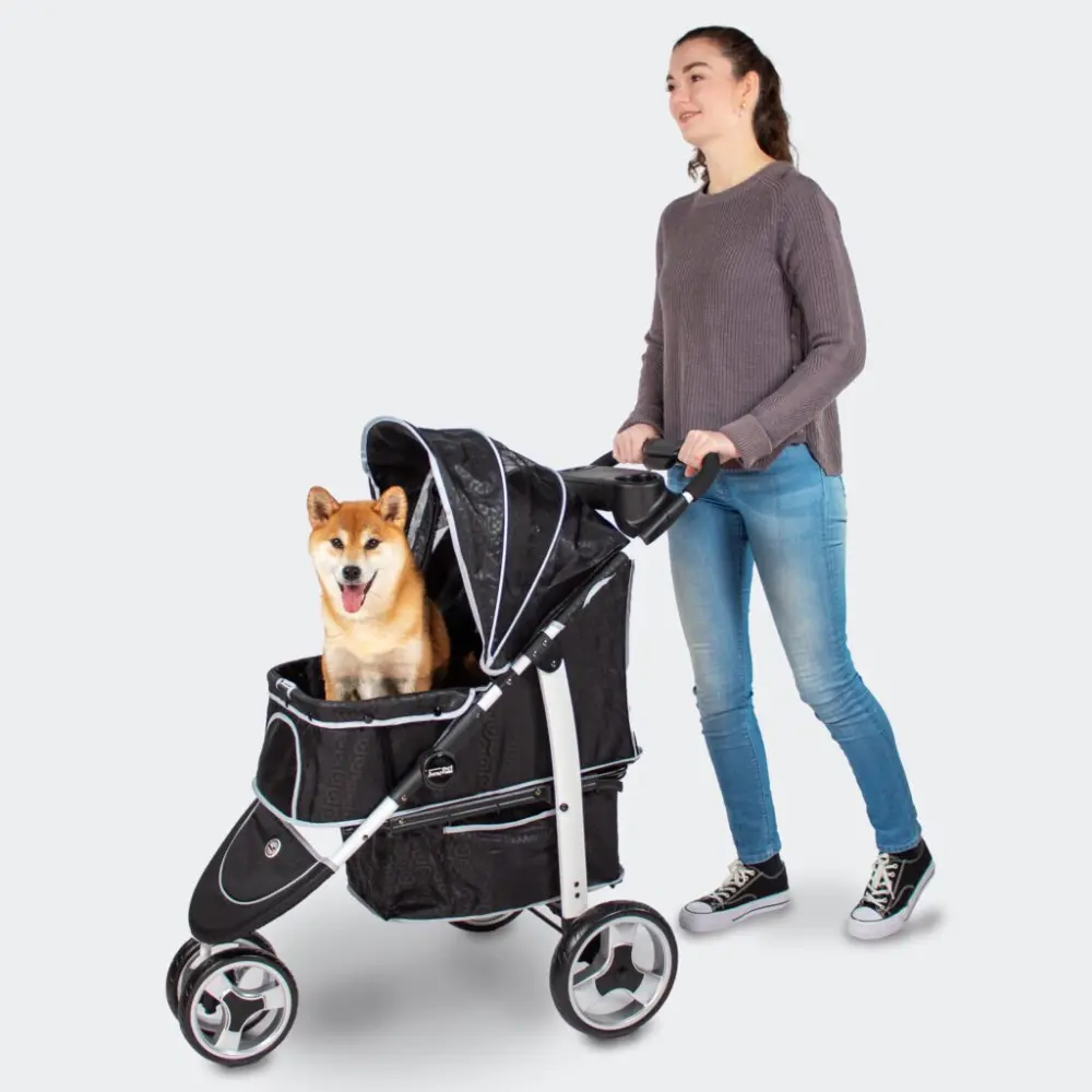 InnoPet Monaco Hundebuggy schwarz - Hund mit Frauchen