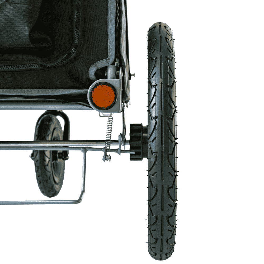 Hundebuggy Sporty Trailer EVR Hinterreifen Vorderansicht
