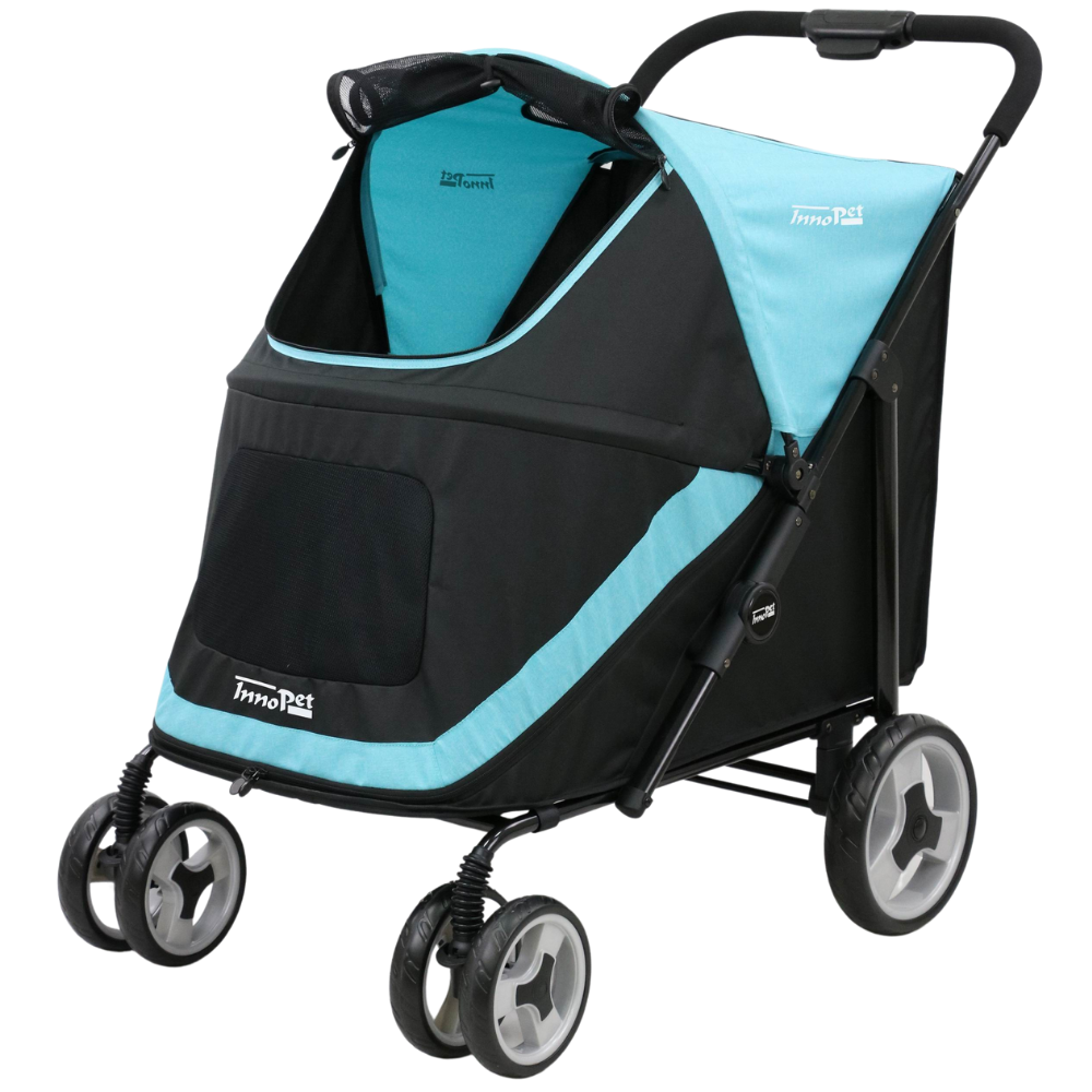 InnoPet® Mammut Hundewagen für große Hunde blau schwarz oben geöffnet