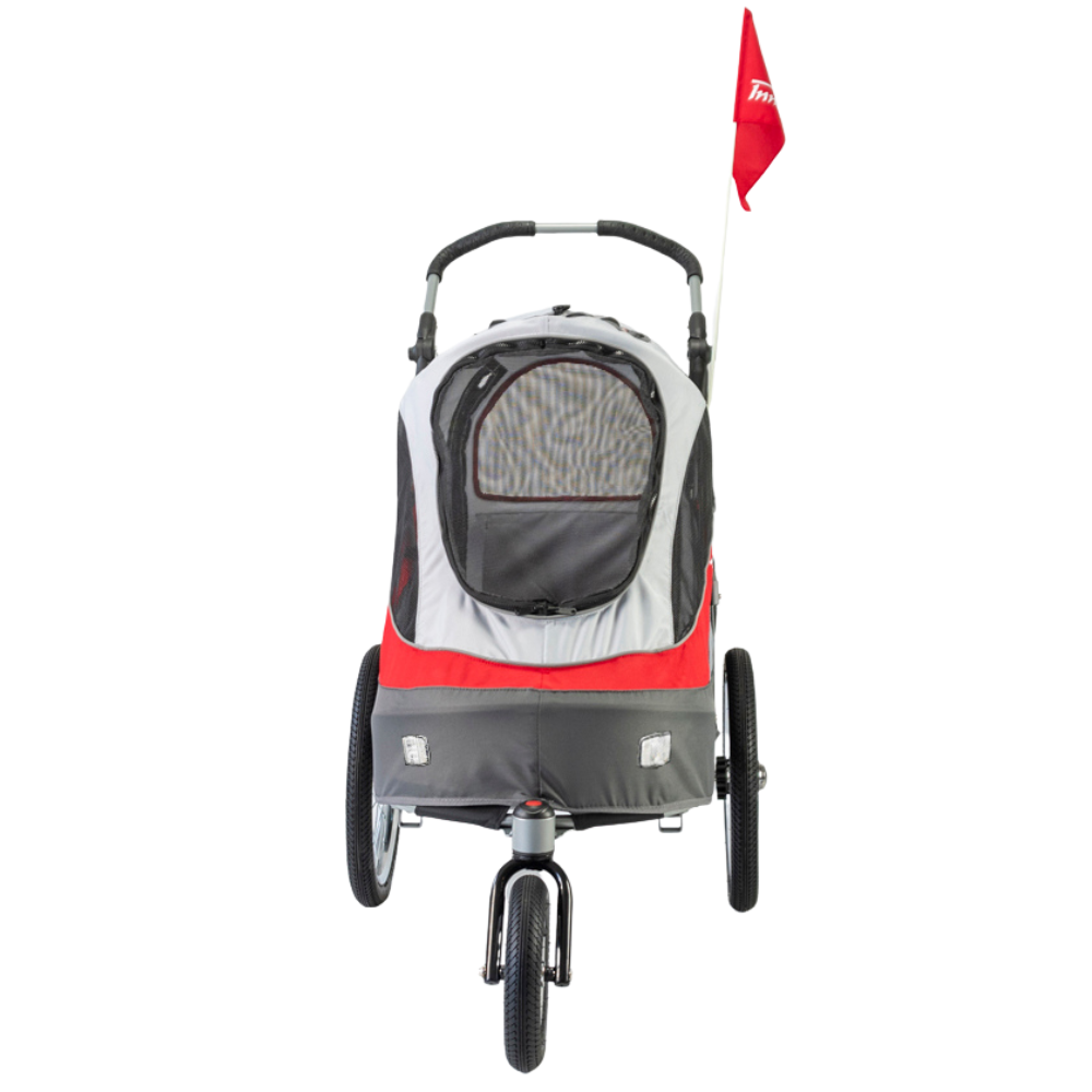 InnoPet® Sporty Trailer Deluxe Hundebuggy Vorderansicht rot grau