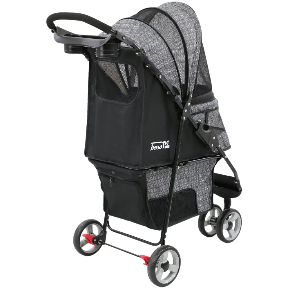 InnoPet® Avenue Hundebuggy grau gemustert Hinteransicht geschlossen