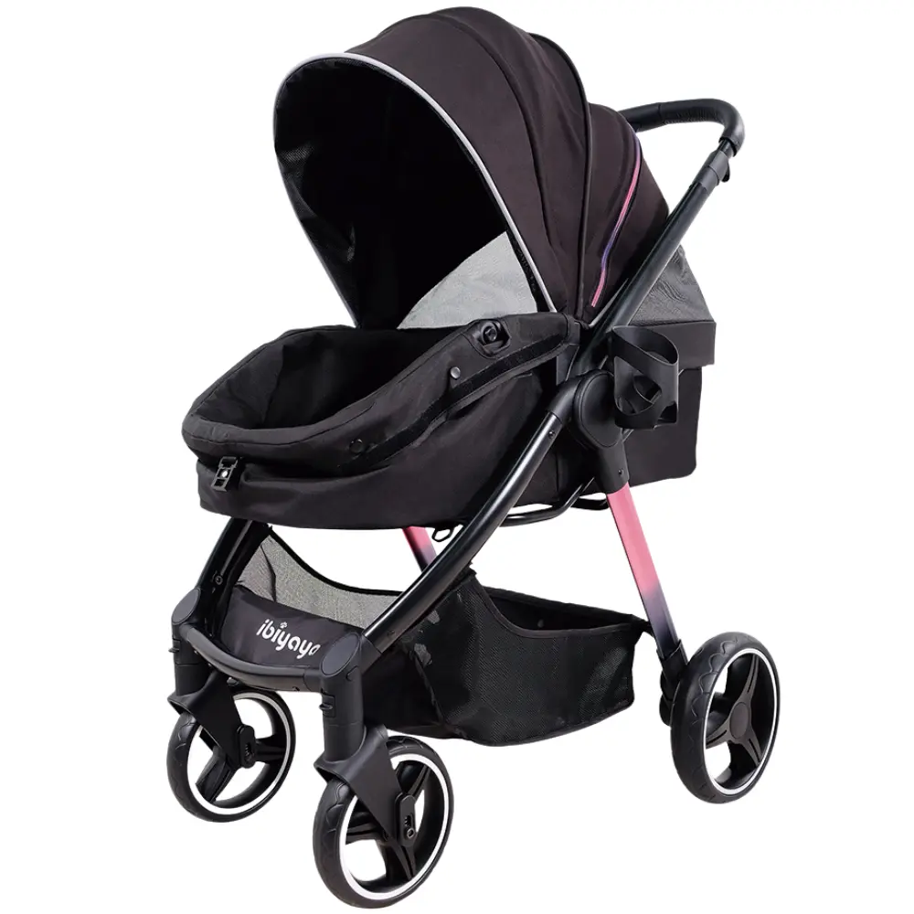 Ibiyaya® Retro Luxe Black Prism Hundebuggy schwarz Liegefläche