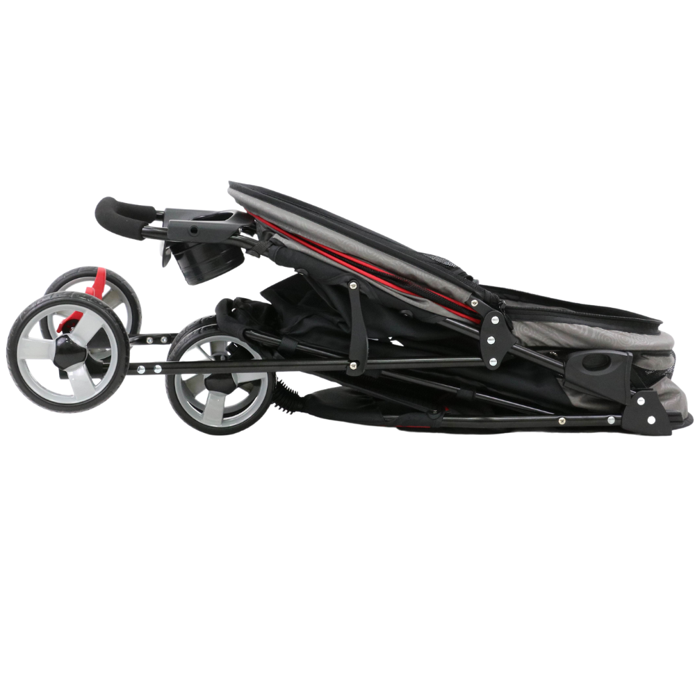 InnoPet® Avenue Hundebuggy hellgrau rot geklappt