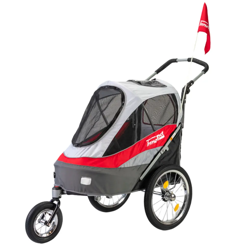 InnoPet® Sporty Trailer Deluxe Hundebuggy rot grau