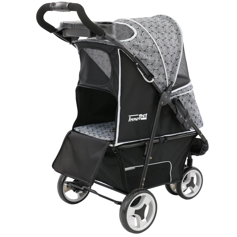 InnoPet® Allure Onyx Hundebuggy Hinteransicht offen grau