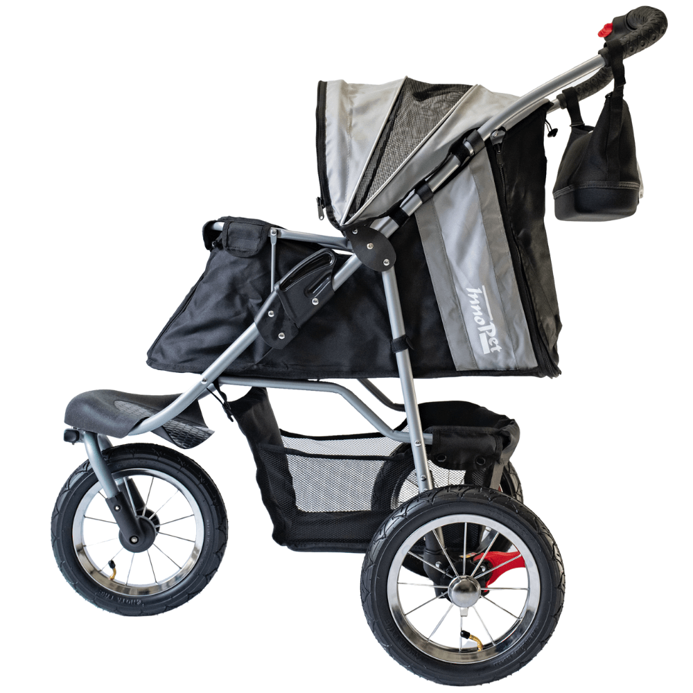 InnoPet® Comfort Air ECO Hundebuggy schwarz grau halb geöffnet