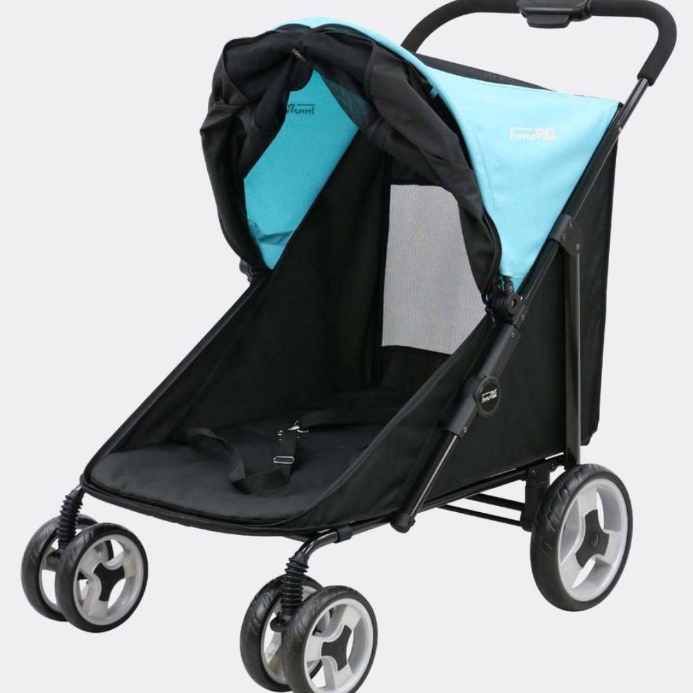 InnoPet® Mammut Hundewagen für große Hunde blau schwarz Verdeck geschlossen