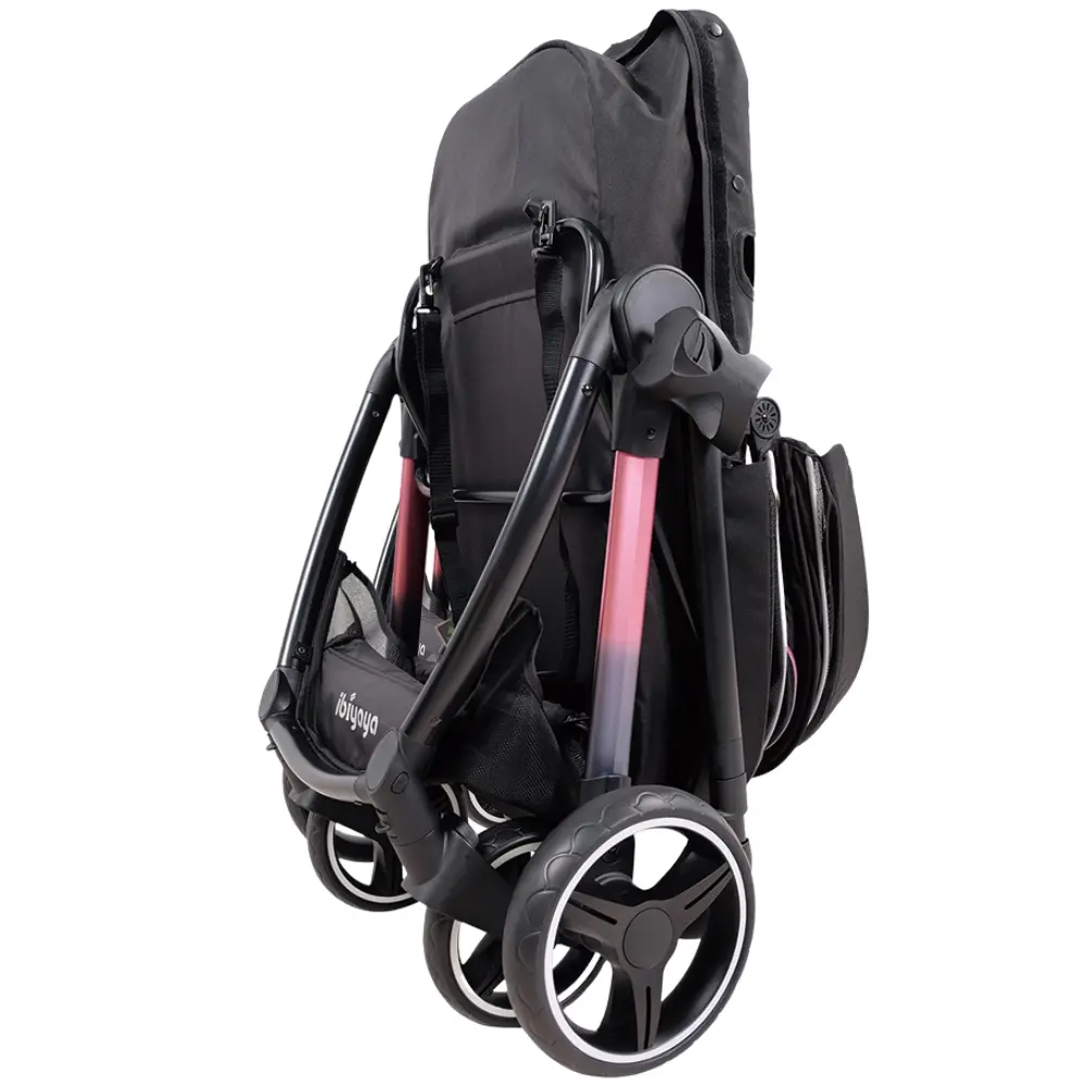 Ibiyaya® Retro Luxe Black Prism Hundebuggy schwarz zusammengeklappt