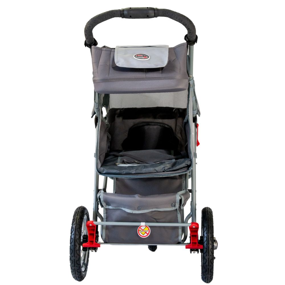 InnoPet® Comfort Air ECO Hundebuggy hellgrau dunkelgrau Hinteransicht offen