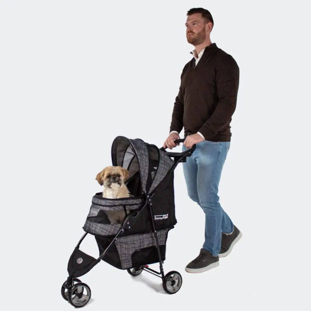 InnoPet Avenue Hundebuggy grau mit Hundehalter