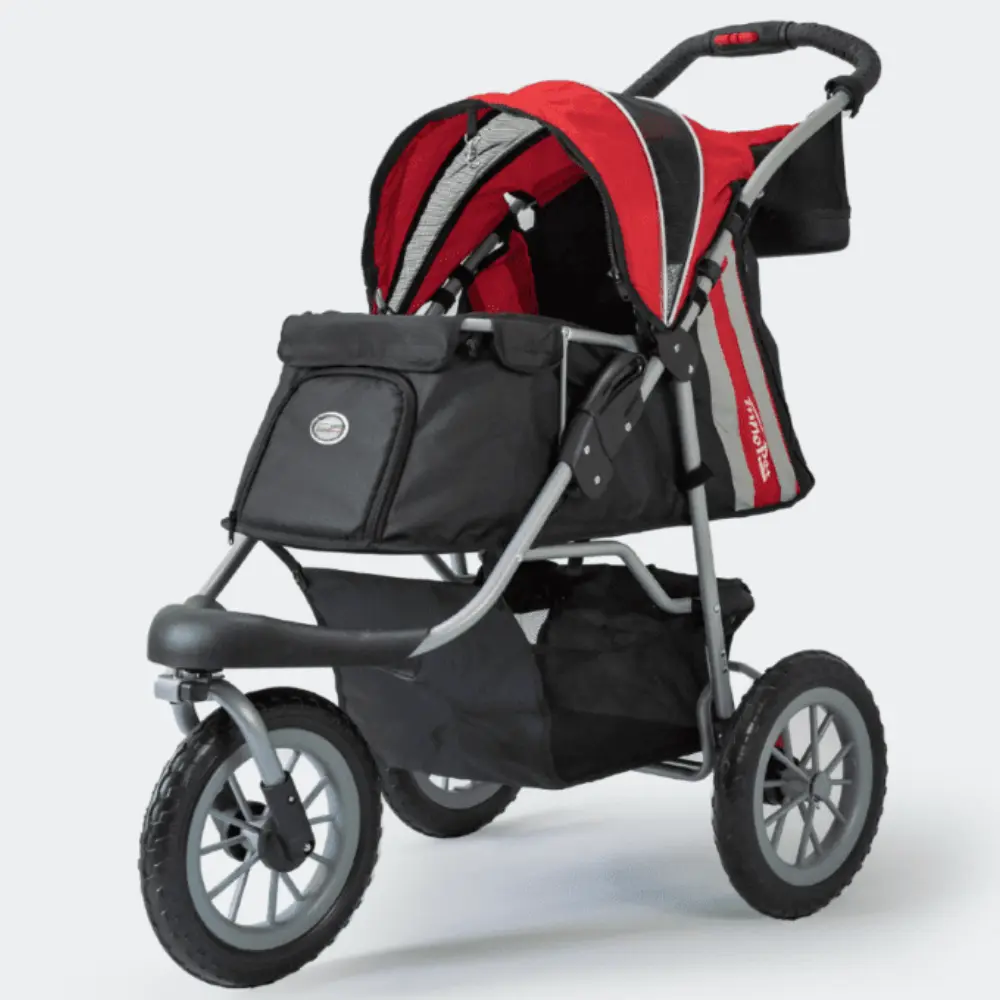 InnoPet® Comfort EFA ECO Hundebuggy schwarz rot - Schräge Ansicht offen