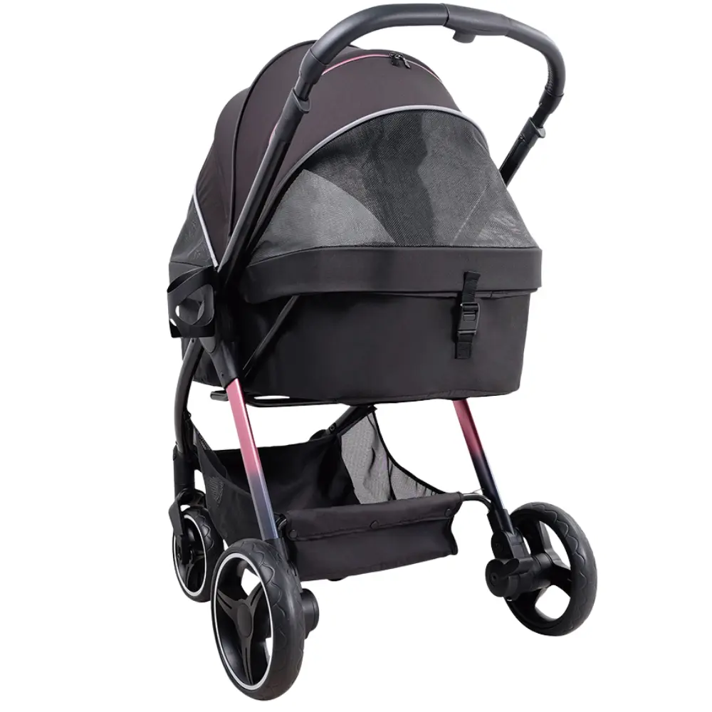 Ibiyaya® Retro Luxe Black Prism Hundebuggy schwarz Hinteransicht