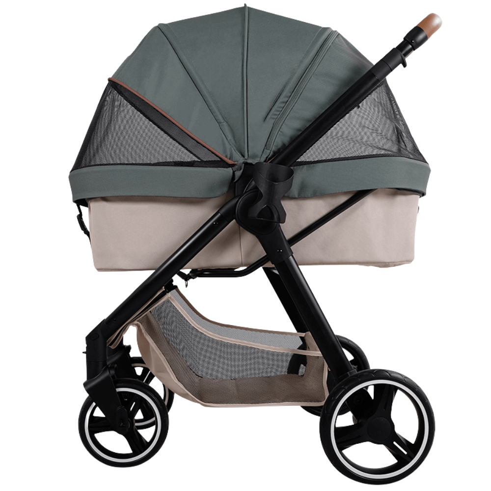 Ibiyaya® Retro Luxe Soft Sage Hundebuggy salbeigrün Seitenansicht