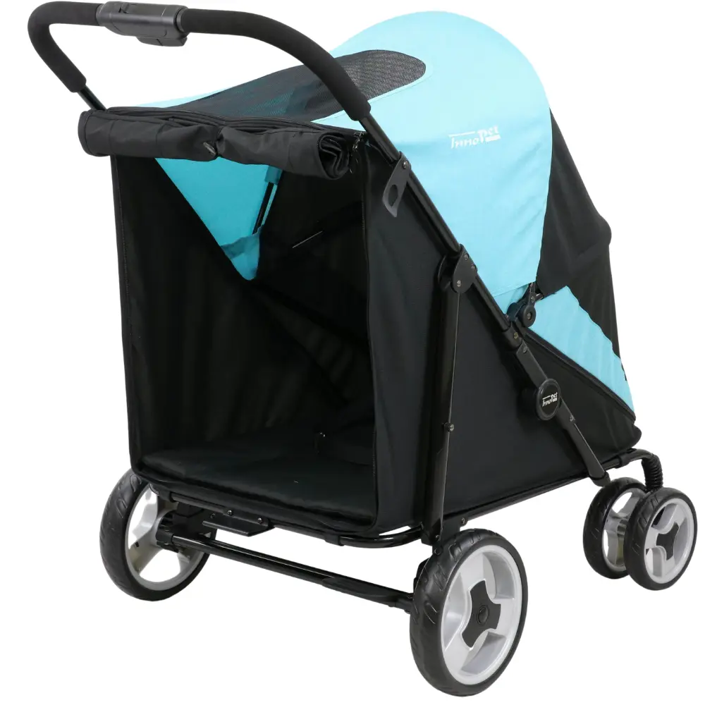 InnoPet® Mammut Hundewagen für große Hunde blau schwarz Hinteransicht rechts
