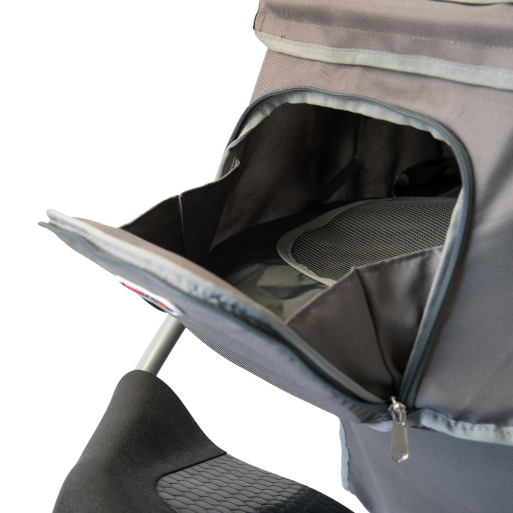 InnoPet® Comfort Air ECO Hundebuggy hellgrau dunkelgrau Fenster vorne geöffnet