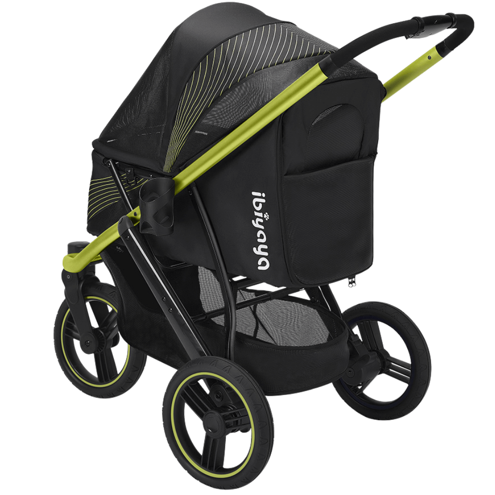 Ibiyaya® The Beast Jet Black Hundebuggy schwarz Hinteransicht schräg