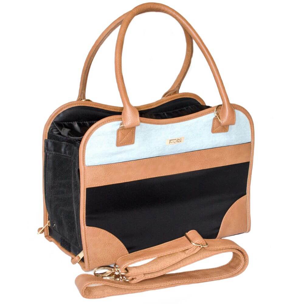 InnoPet® Traveler Urban Transporttasche Hund schwarz/cognac