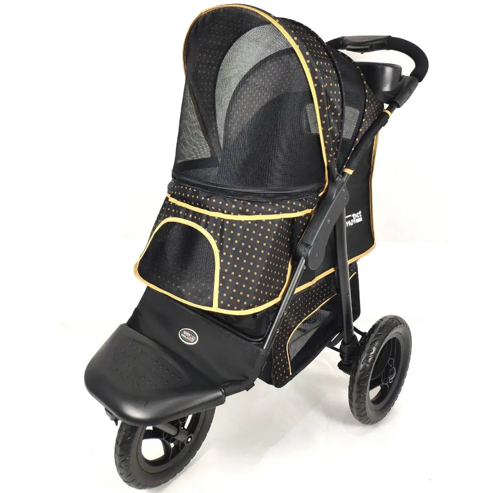 InnoPet® Adventure Hundebuggy schwarz/gold Frontansicht links