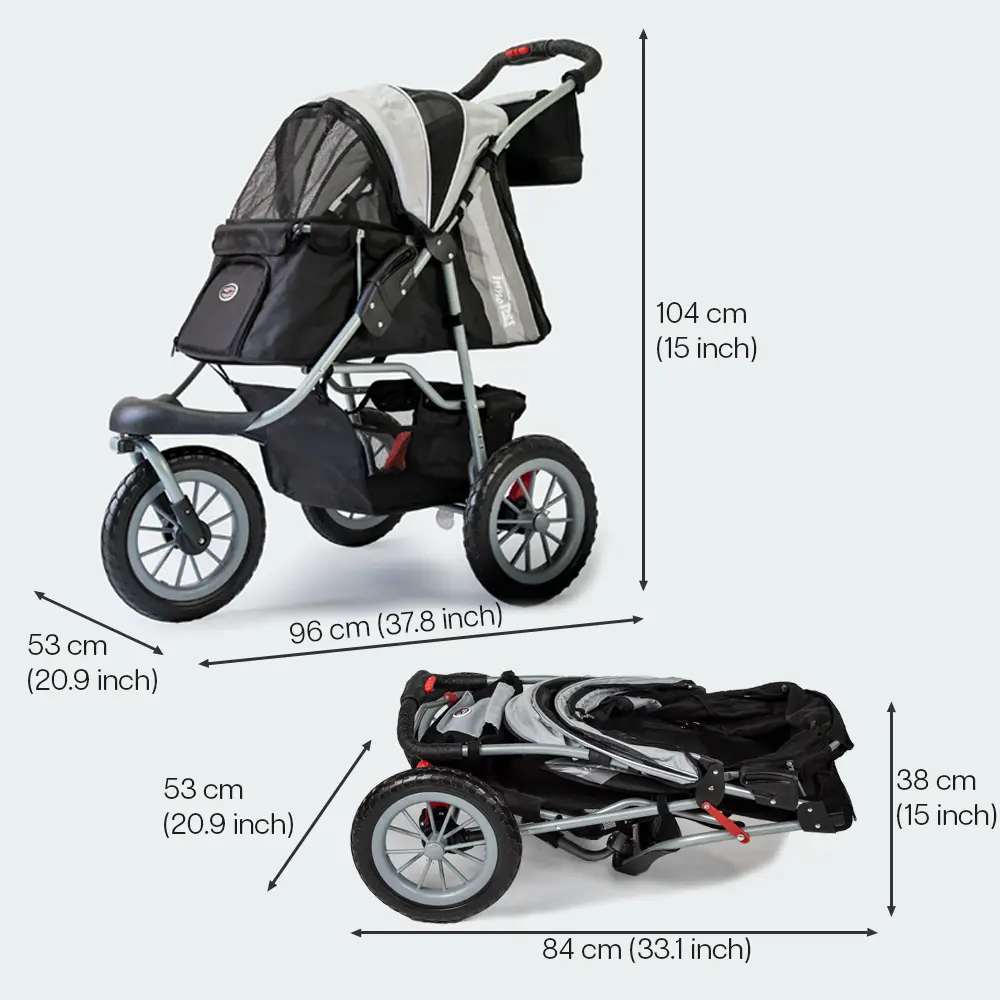 InnoPet® Comfort EFA ECO Hundebuggy schwarz grau - Abmessungen