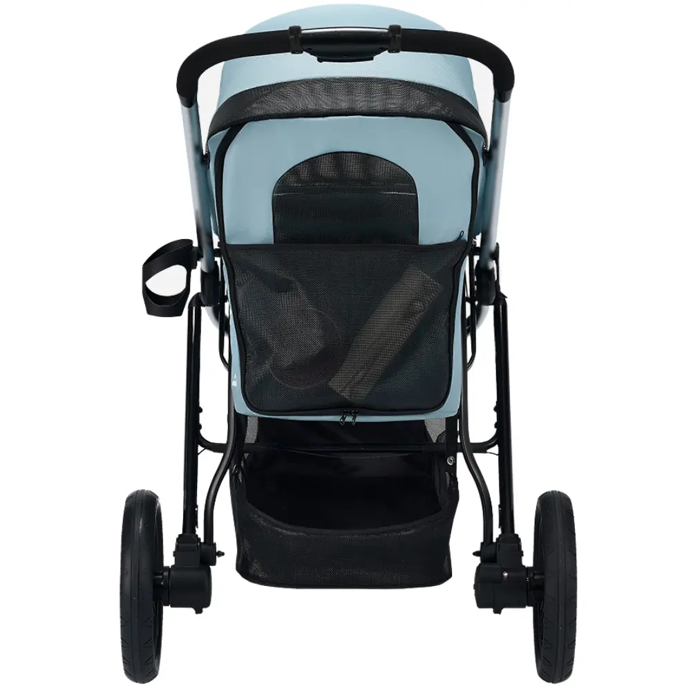 Premium Comfort Hundebuggy hellblau Hinteransicht