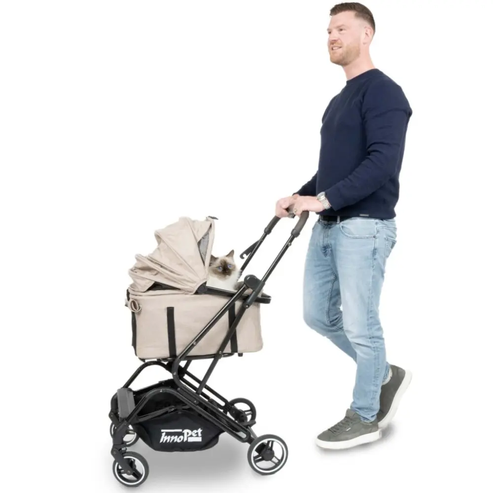 InnoPet® Nomad Hundebuggy beige mit Katzenhalter