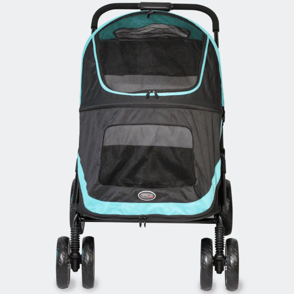 InnoPet® Mammut Hundebuggy blau/schwarz - Vorderansicht geschlossen
