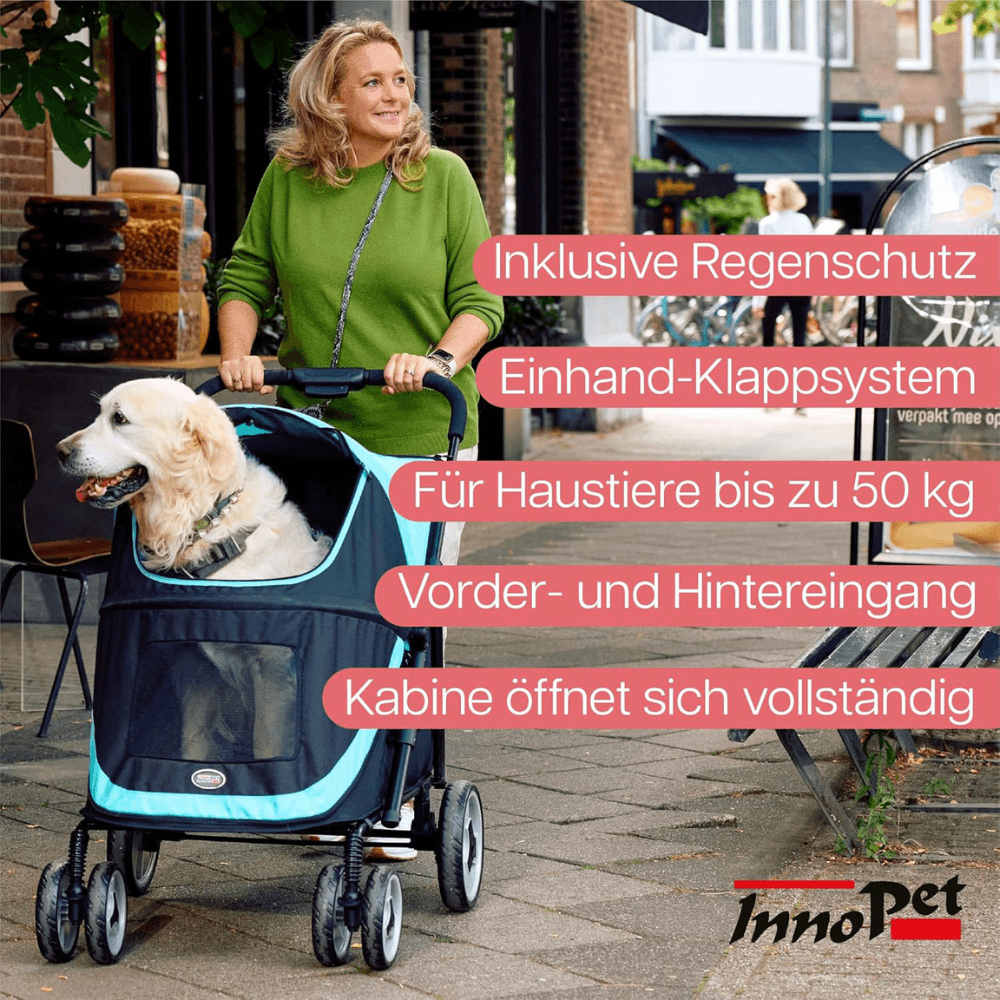Golden Retriever im Hundebuggy Mammut von InnoPet mit Produktvorteile