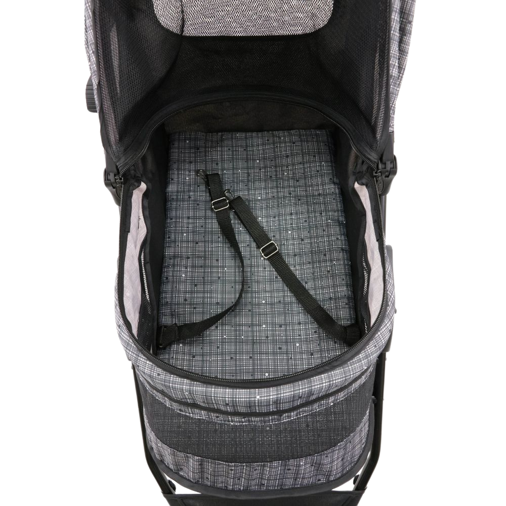 innopet-avenue-hundebuggy-grau-innenansicht InnoPet® Avenue Hundebuggy grau gemustert Innenansicht