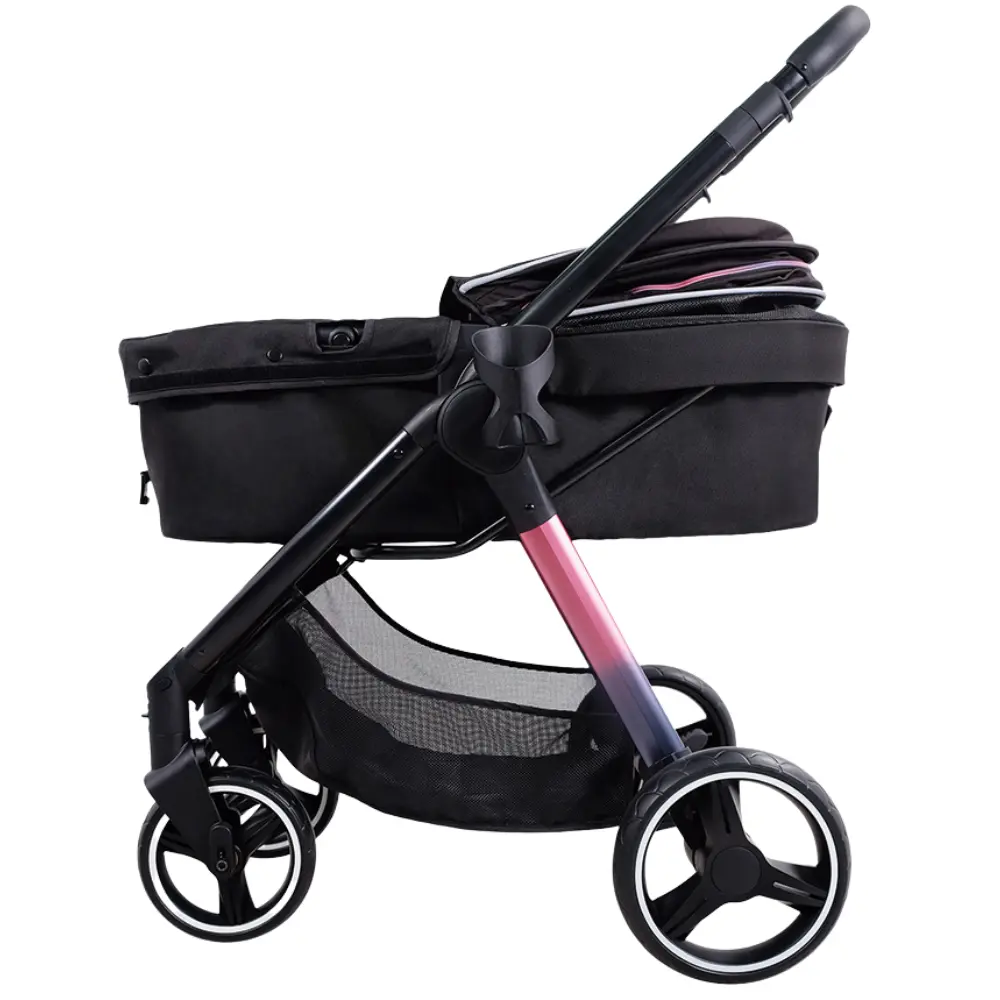 Ibiyaya® Retro Luxe Black Prism Hundebuggy schwarz Verdeck ganz geöffnet