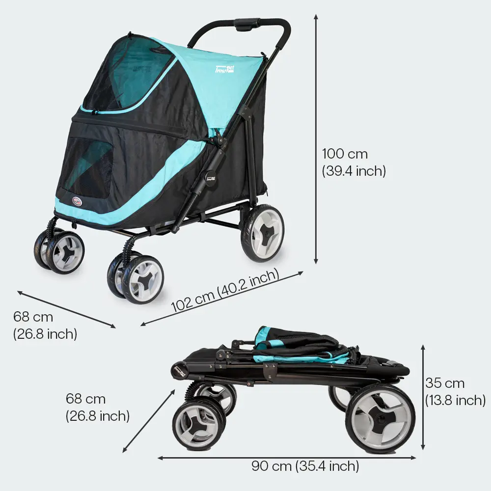 InnoPet® Mammut Hundebuggy blau/schwarz - Abmessungen