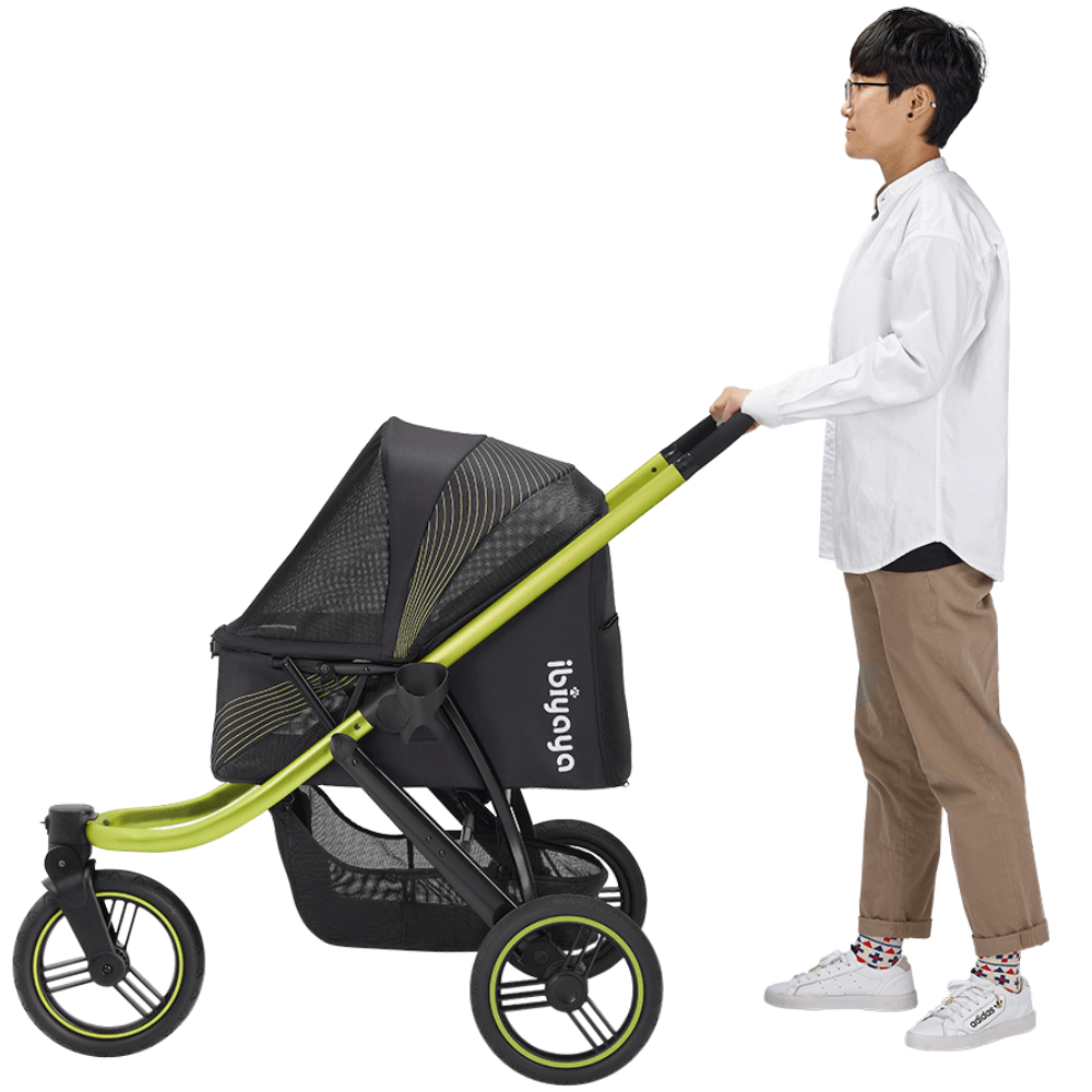 Ibiyaya® The Beast Jet Black Hundebuggy schwarz mit Hundehalter