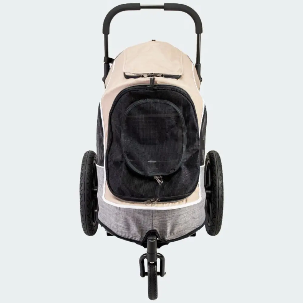 InnoPet® Sporty Trailer Evolution Hundebuggy beige - Vorderansicht geschlossen