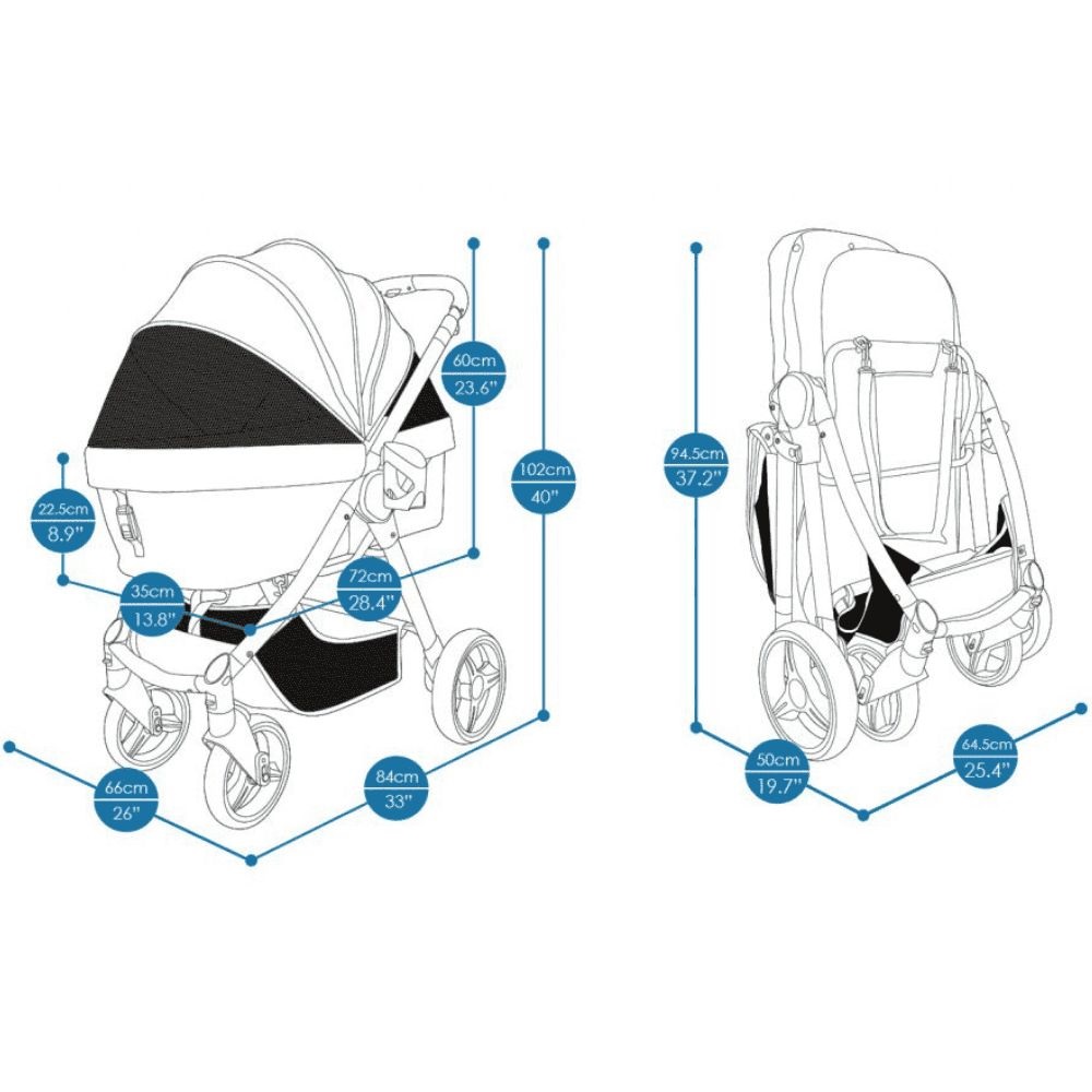 Hundebuggy Ibiyaya Retro Luxe Abmessungen