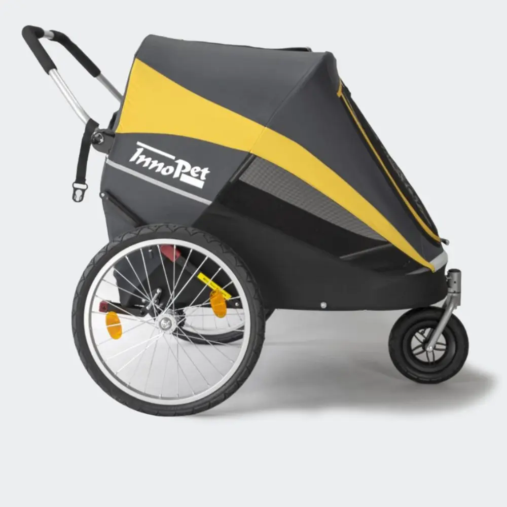 InnoPet® Hercules Hundebuggy grau gelb für große Hunde in der Seitenansicht