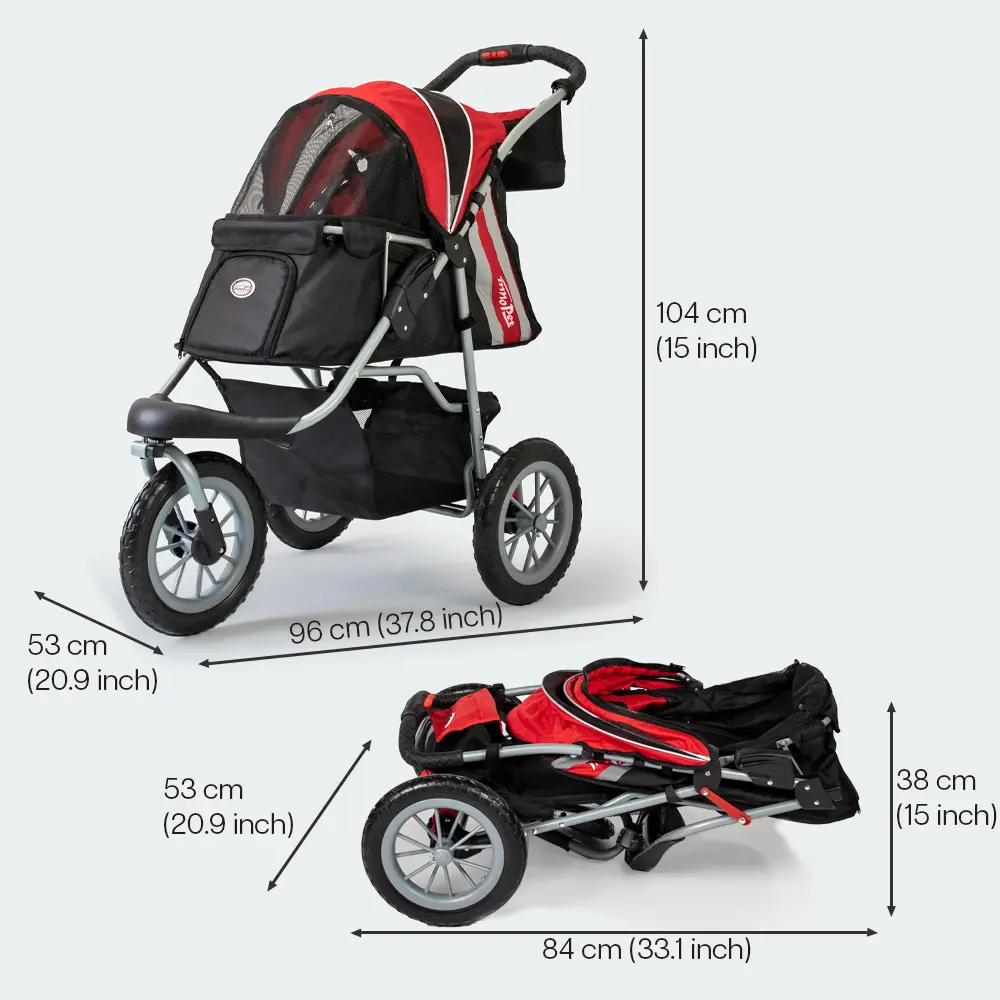 InnoPet® Comfort EFA ECO Hundebuggy schwarz rot - Abmessungen