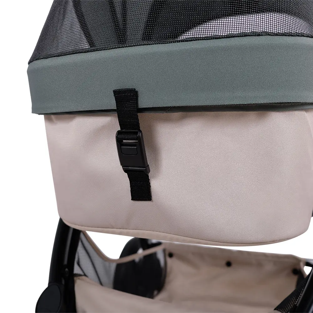 Ibiyaya® Retro Luxe Soft Sage Hundebuggy salbeigrün Hinteransicht im Detail