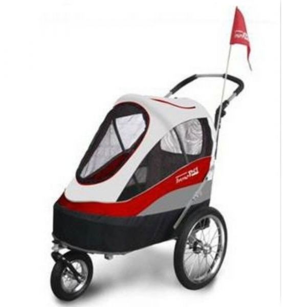 InnoPet® Sporty Trailer Hundebuggy mit Grooming Tisch rot/grau